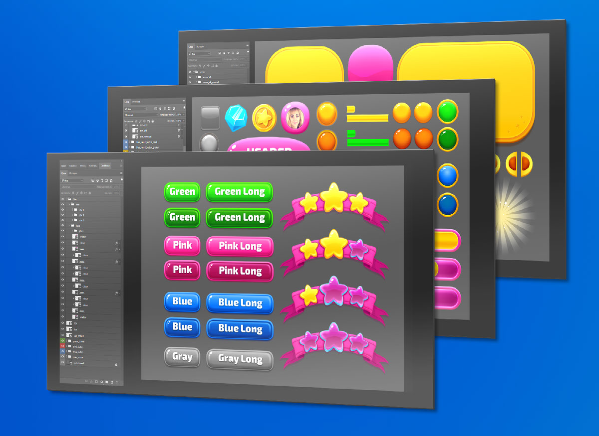 Game UI Pack for Casual Mobile Games on Behance :: Behance