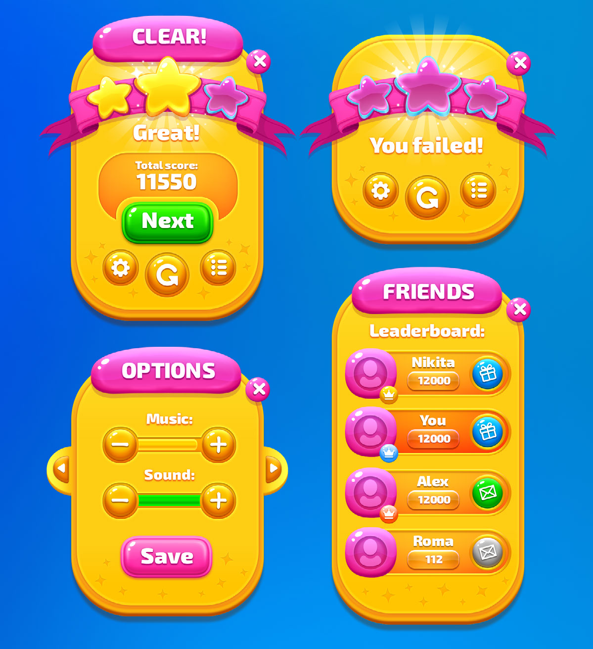 Game Inbox Ui Game UI Pack for Casual Mobile Games on Behance :: Behance