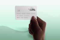 Free PSD hand holding credit card mockup