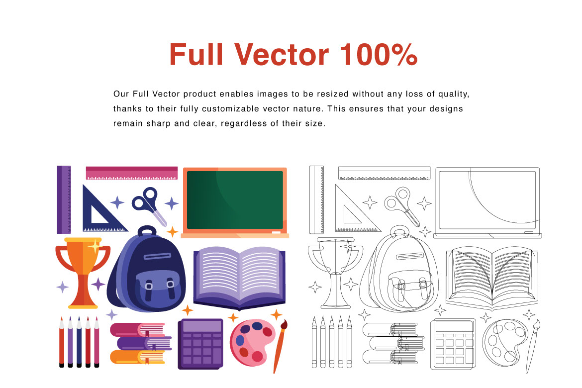 Back to School Elements Vector Illustration rendition image