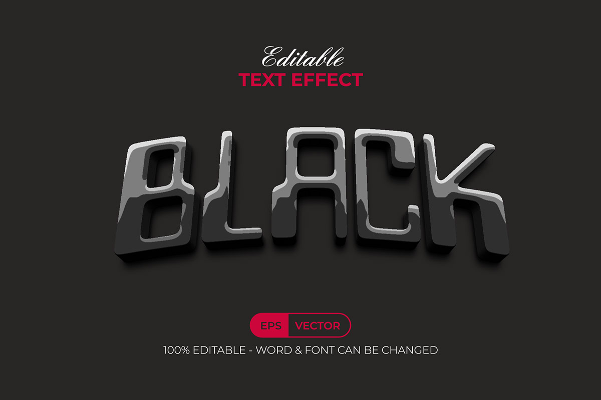 Text Effect Black Shiny rendition image