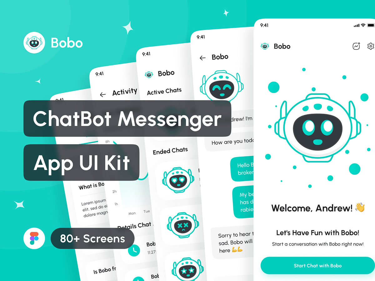 Bobo - Chatbot Messenger App UI Kit rendition image