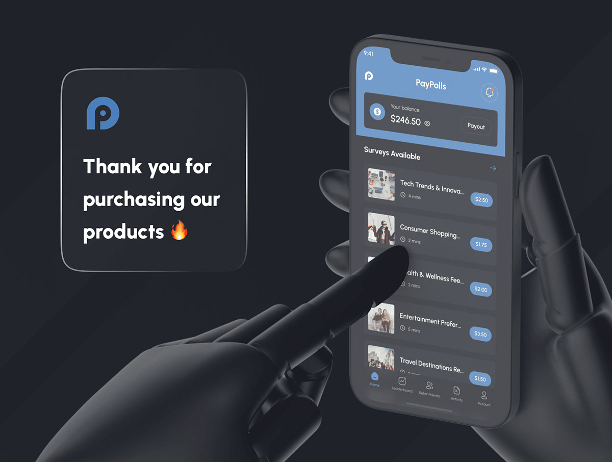PayPolls - Paid Surveys App UI Kit rendition image