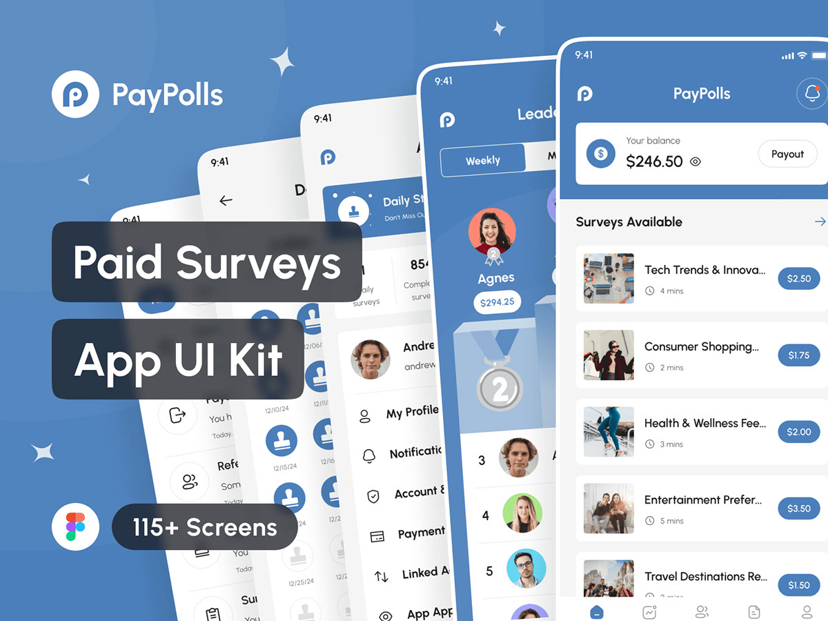PayPolls - Paid Surveys App UI Kit rendition image