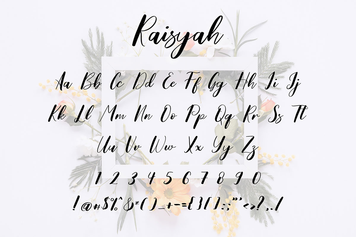 Raisyah Calligraphy Script Font rendition image
