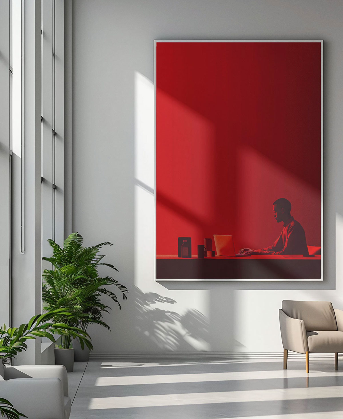 minimalist-photorealistic-art-red-tones rendition image
