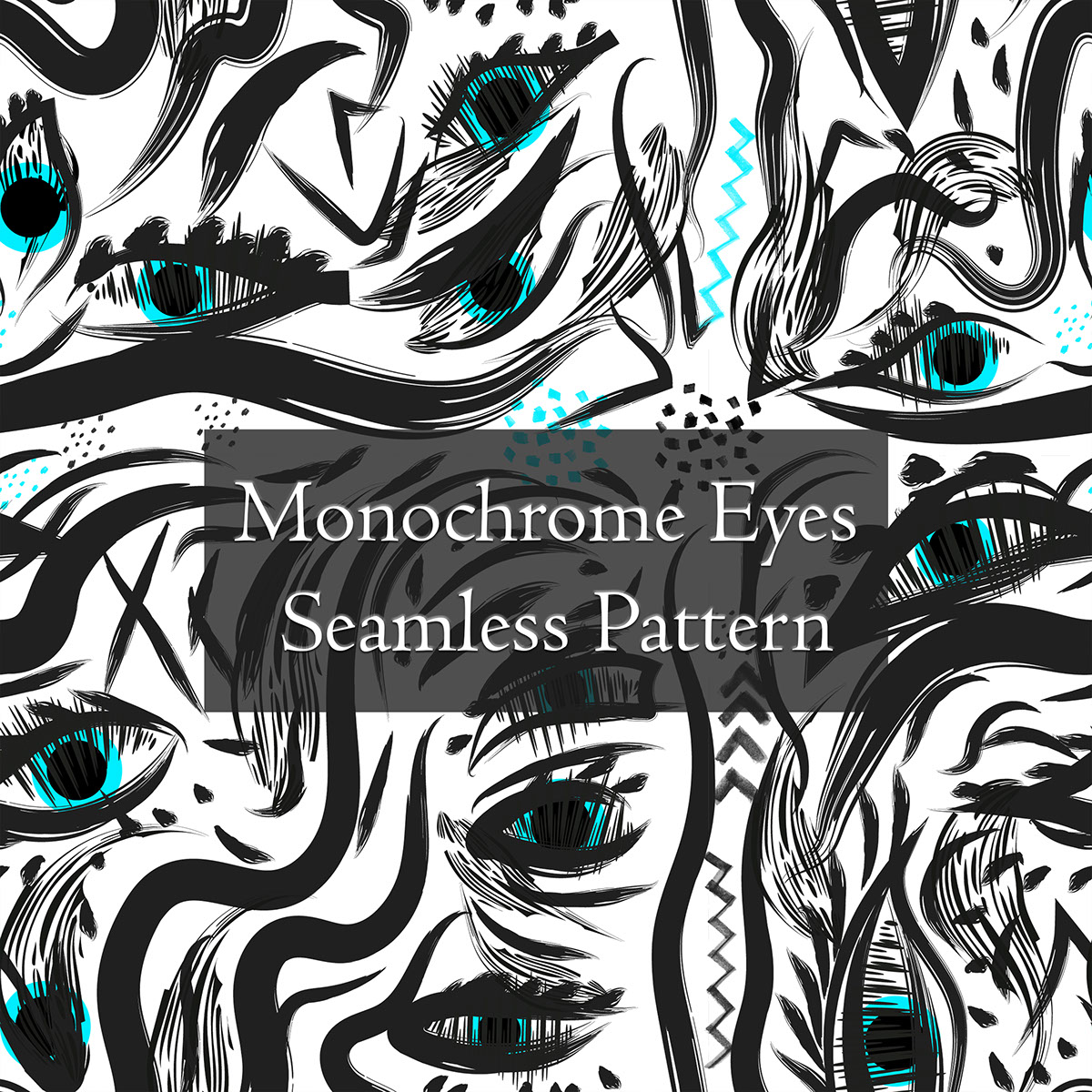 Monochrome Eye Seamless pattern 12x12 inches rendition image