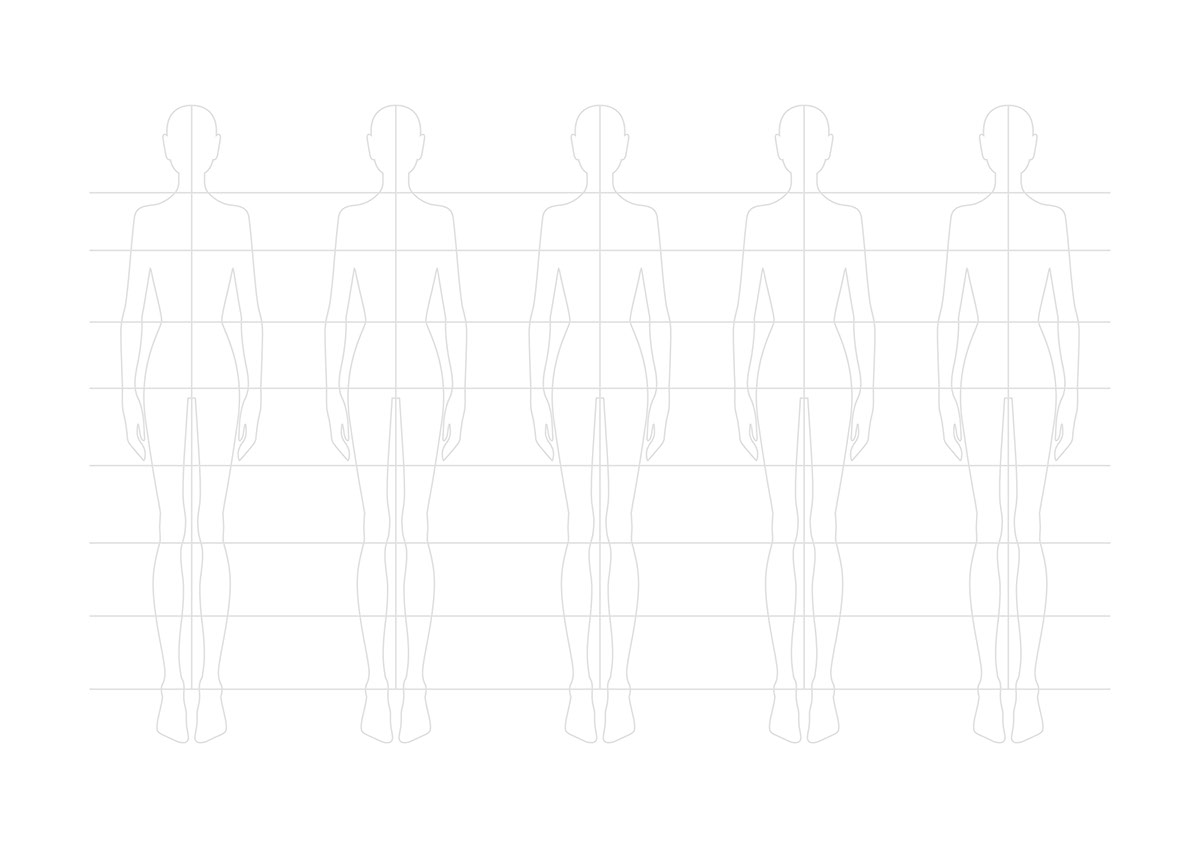 5 FEMALE FIGURES TEMPLATE rendition image