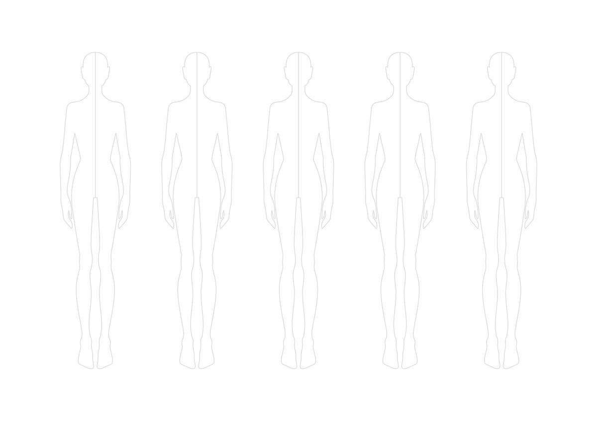5 FEMALE FIGURES TEMPLATE rendition image