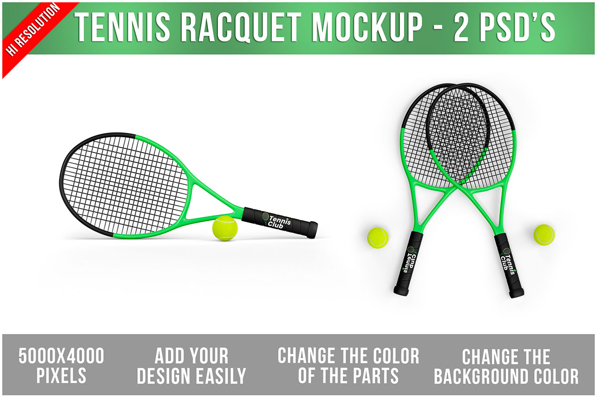 Tennis Racquet Mockup rendition image