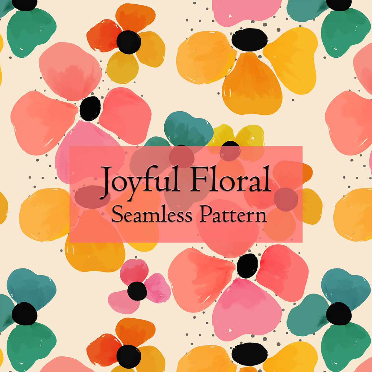 Joyful Floral Seamless Pattern 12x12 inches rendition image