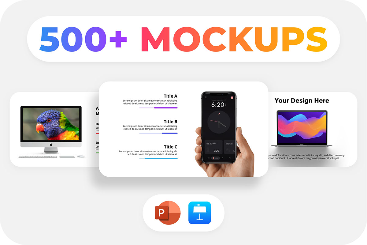 500 Mockups PowerPoint and Keynote rendition image