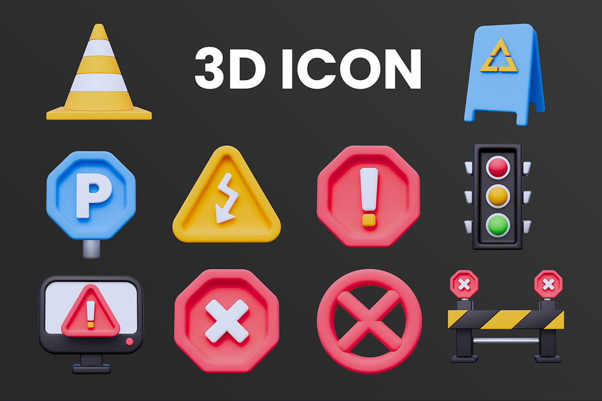 Warning Attention 3D Icon rendition image