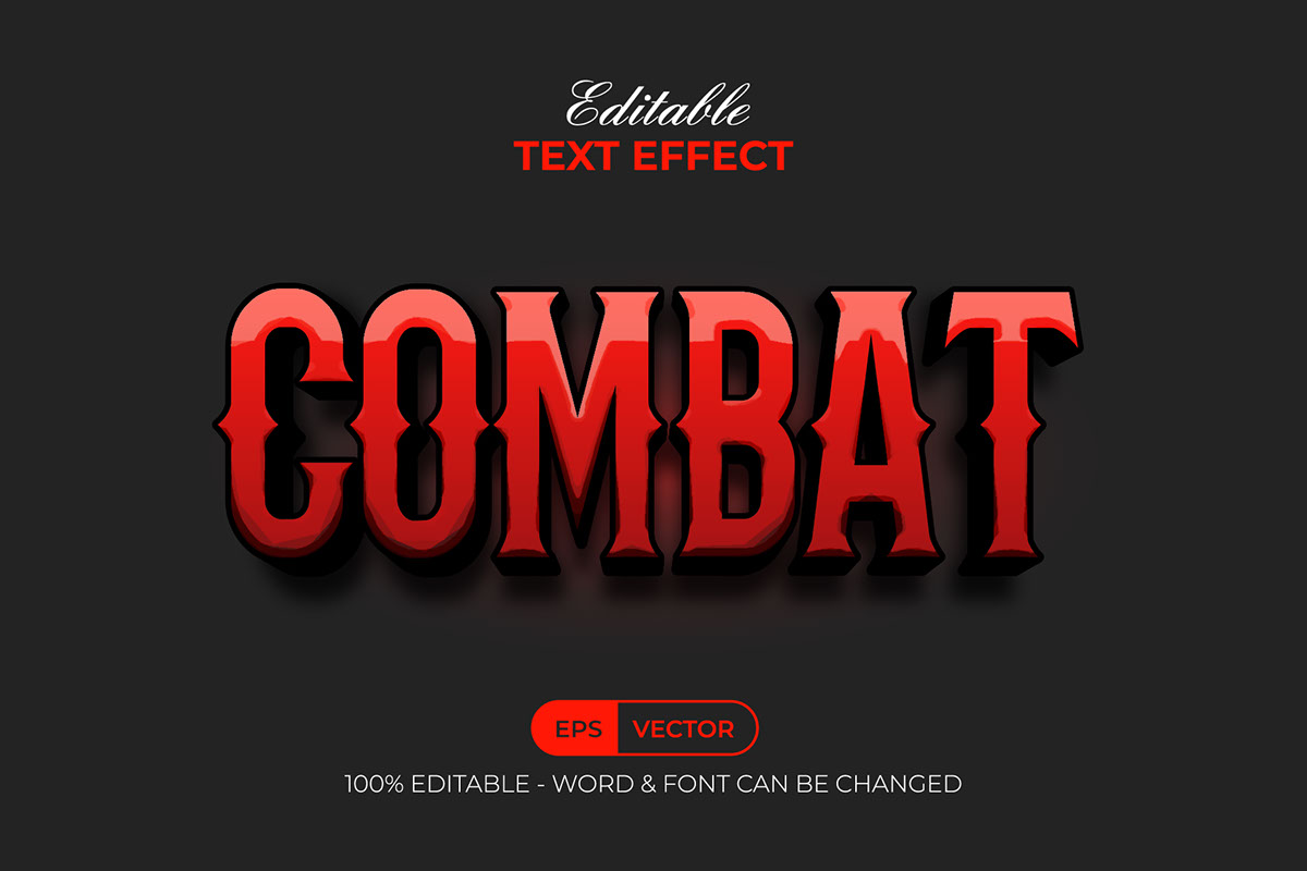 Editable Text Effect Red Combat Style rendition image