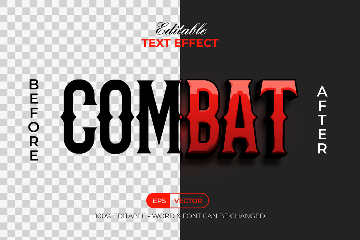Editable Text Effect Red Combat Style rendition image