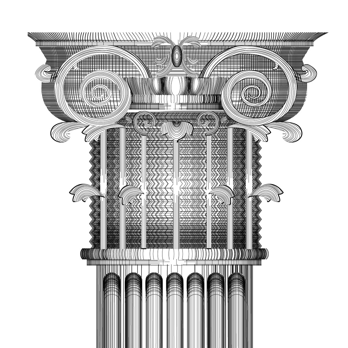 Roman Architecture Columns - Vector Drawings - Line Shading rendition image
