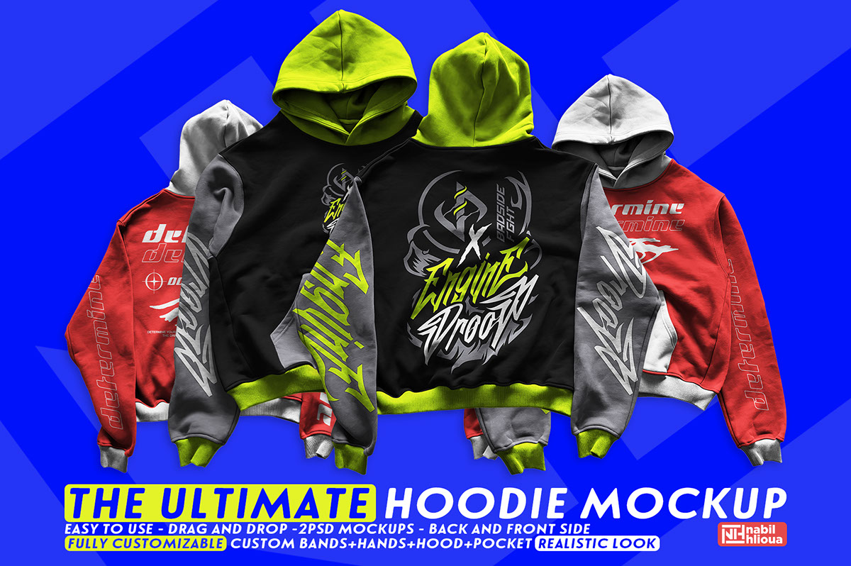 the ultimate realistic hoodie mockup PSD template rendition image