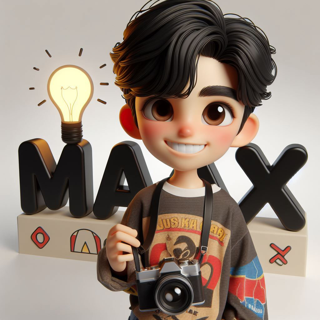 boy with holding camera rendition image