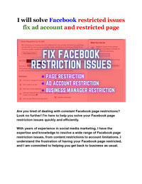 Facebook Restricted Issues Deatil