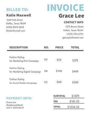 Free Invoice Templates Adobe Spark