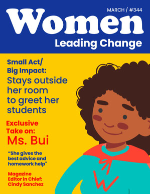 Women Leading Change Yellow & Blue Graphical Magazine Cover