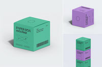 Isometric Square Paper Box Branding Mockups Set