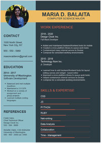 Colorful College Student Resume