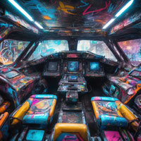 spaceship with graffiti