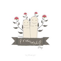 finger friends floral friendship day sticker