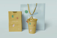 Paper Bags And Paper Cup Mockup