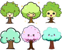 Cute Kawaii Trees Icons