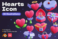 3D Hearts Icon