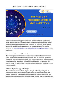 Harnessing the Auspicious Effects of Mars in Astrology