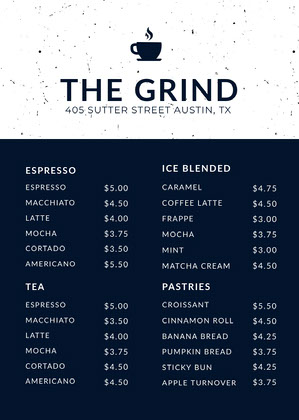 Free Cafe Menu Templates Adobe Spark