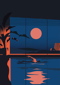 Swimming Pool at Sunset Illustration
