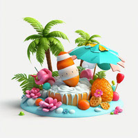 Summer 3D Model isolated background