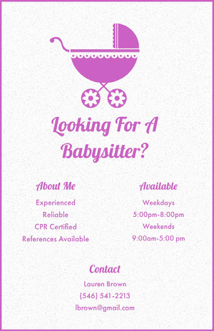 Free Babysitting Flyer Templates Adobe Spark