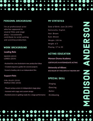 Free Acting Resume Templates Adobe Spark