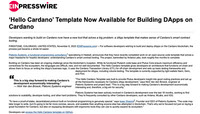 Hello Cardano Press Release