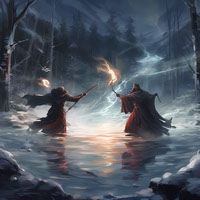 wizards duel on frozen lake