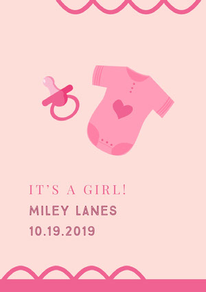 announcement of arrival of baby girl