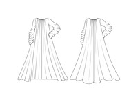 long cape with draped sleeves