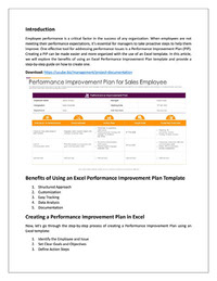 Performance Improvement Plan Template Excel