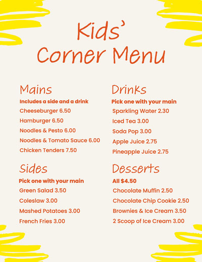 Menu sales for children