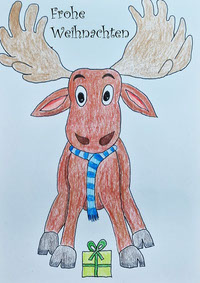 Christmas moose with text