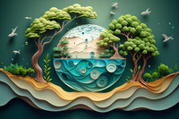 Green Future Stunning Ecology and Paper Generative AI Image digital art