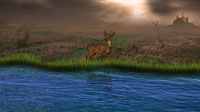Deer lake and castle matte painting