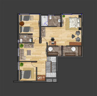 Duplex Apartment Top Floor Plan Photoshop file