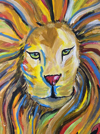 Abstract Lion Canvas Painting