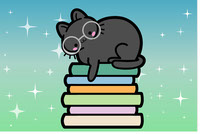 cute kitten on books